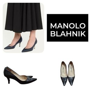 manolo blahnik kietta 70 leather pumps black Size EU 38/US 7.5